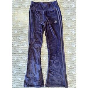 Girl's Adidas Purple Vented Velour Flare Leg Pants Size 9/10